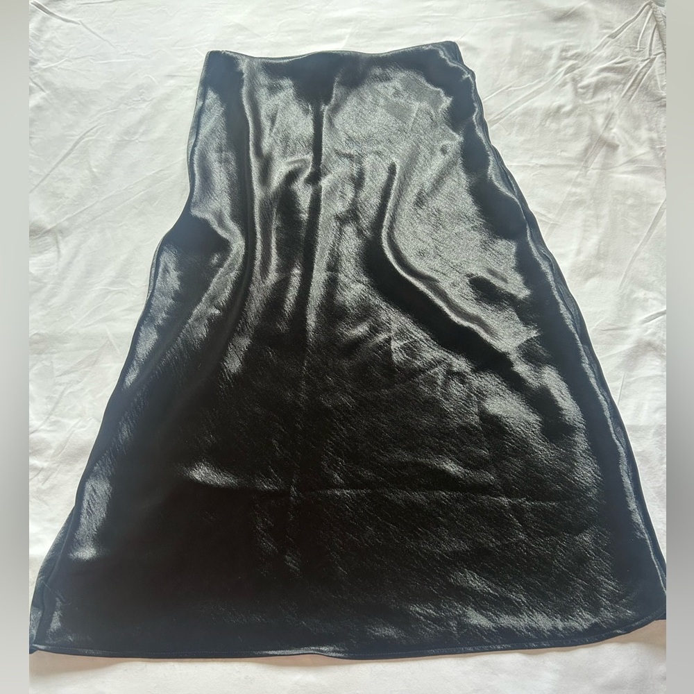 Black Satin Midi Skirt Size S